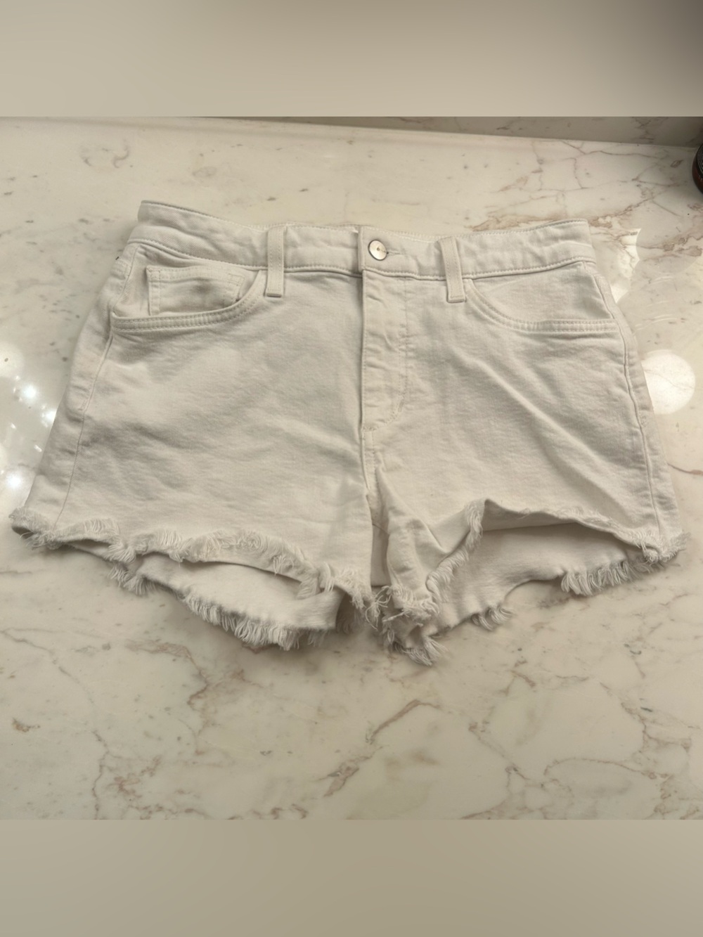 Women’s Joe’s Frayed Hem White Denim Shorts